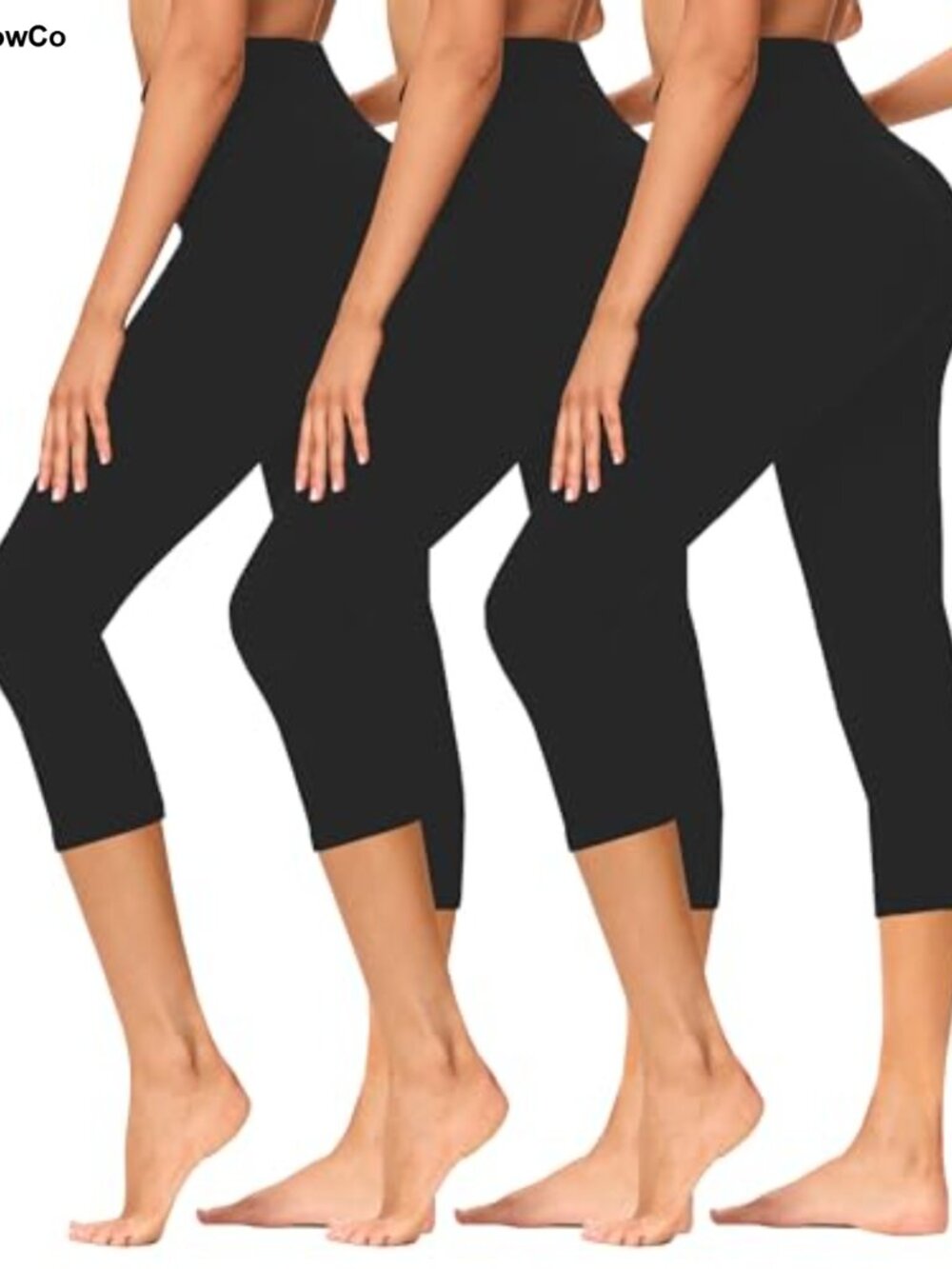 High Waisted Capri Leggings 3 Pack Athletic Yoga Pants Tummy Control